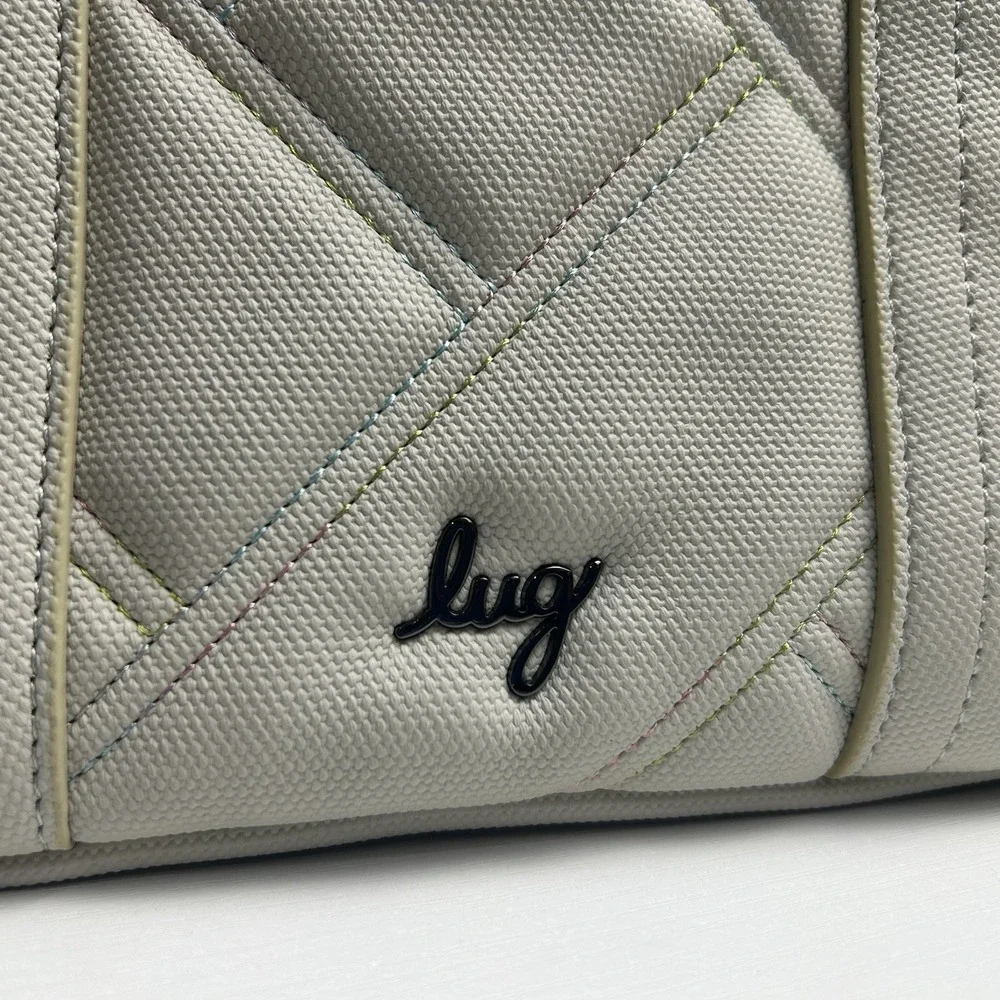 LUG Dory Matte Luxe Quilted Crossbody Bag Purse Ivory Pebble Multi Color Stitch